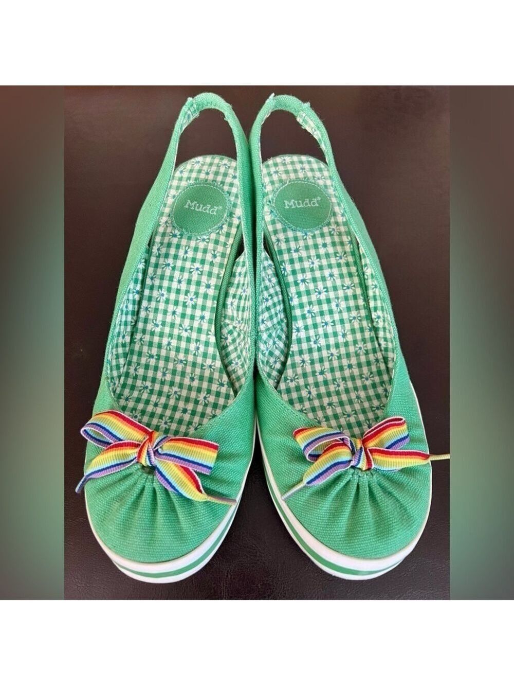 Women's Mudd U.S. Size 10M Moss Rainbow Stripped Ribbons Slide On Sandles